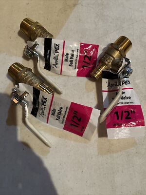 Apollo 1/2 in. Brass PEX-A Barb x 1/2 in. Male Pipe Thread Ball Valve. Lot of 3