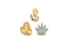 3 Pcs Bracciale Disney Princess Crown Stainless Steel Gold Plated Charms