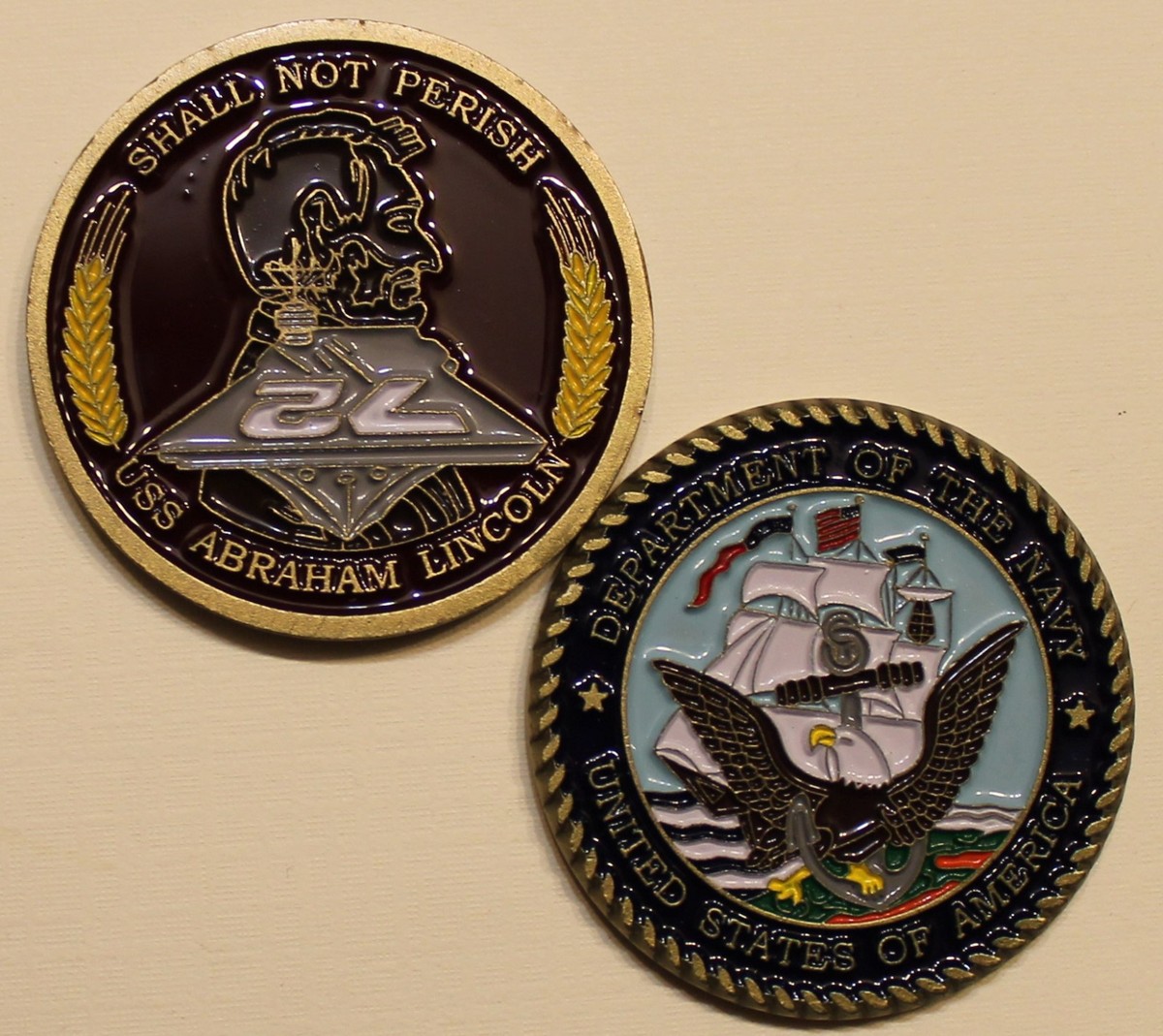 USS Abraham Lincoln CVN72 Aircraft Carrier Insignia Navy Challenge