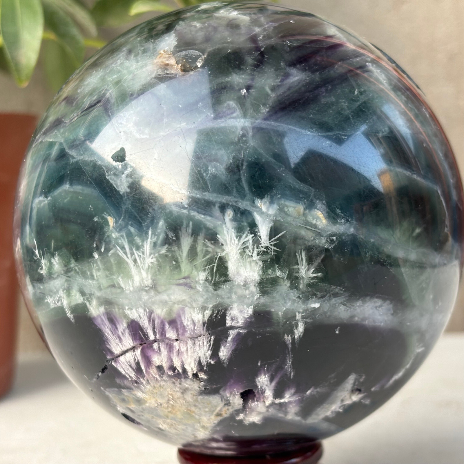 2170g Natural Green Fluorite Ball Quartz Crysta Energy Sphere Reiki healing