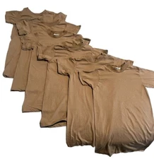 Unicor Everyday T-Shirt 6 Pack Unisex XS Long Brown Plain Tee Under Shirt NEW