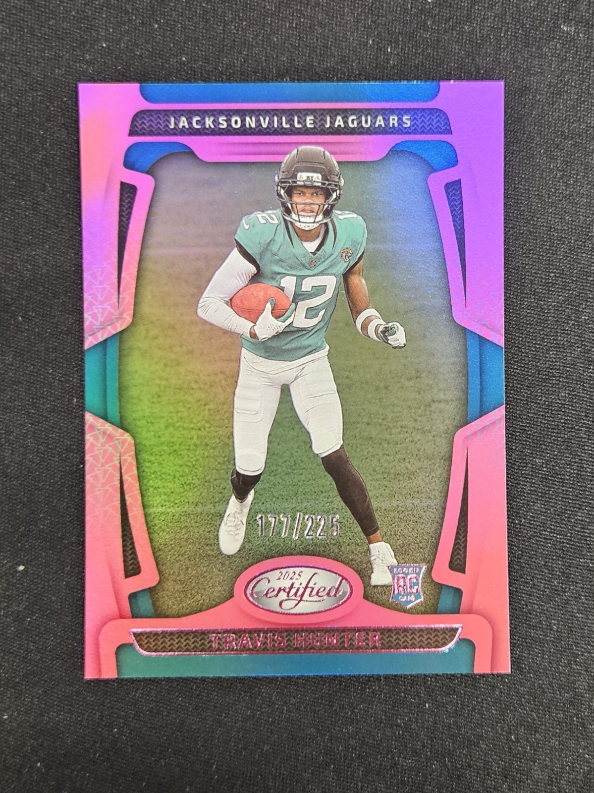 Travis Hunter /225 Mirror Pink Rookie 2025 Panini Certified #107 Jaguars RC