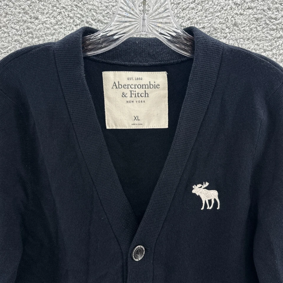 Abercrombie and Fitch Cardigan Mens XL Blue Y2K Preppy Button Up Knit Sweater - Image 2 of 4