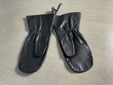 Vintage Black Leather Mittens