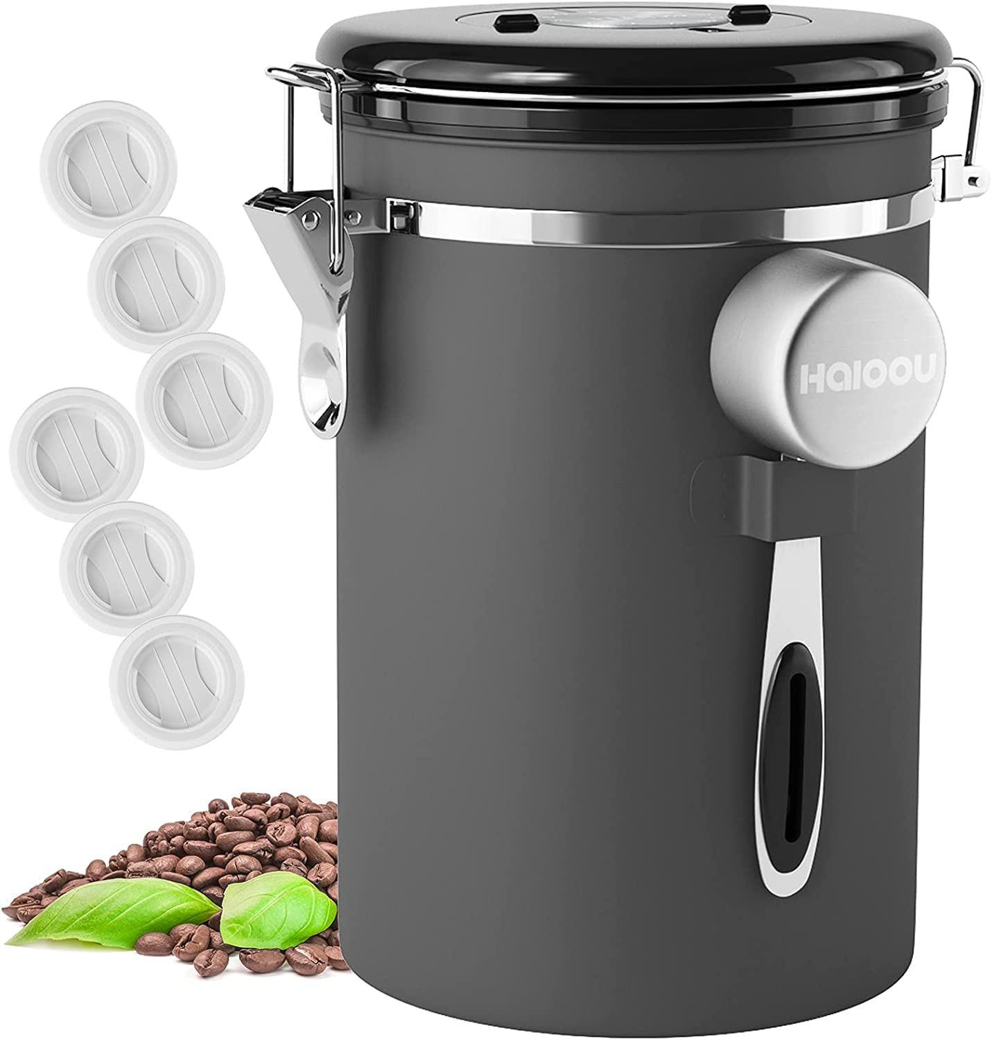 Airtight Coffee Canister, 22OZ Large Stainless Steel Coffee Bean Storage Contain