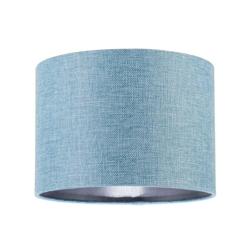 Contemporary and Sleek Blue Nova Plain Linen Fabric Drum Lamp Shade by Happy ...