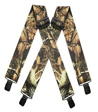 Camo Suspenders for Men Heavy Duty Clips Hunting Work One Size Army Green