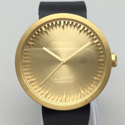LEFF Amsterdam Piet Hein Eek Mens Watch 42mm Gold Tone Leather New Battery