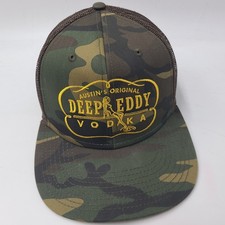 Deep Eddy Vodka Hat Snapback Trucker Mesh Green Brown Camo Logo Austin Texas Men