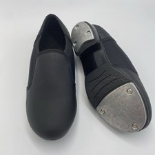 Little Kid Youth Tap Dance Shoes Size 11.5 EUC Unisex Black Slip-on Elastic