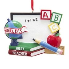 World's Best Teacher Whiteboard Christmas Ornament A2014