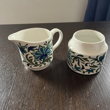 Midwinter Spanish Garden Cream Jug & Sugar Bowl No Lid Staffordshire Vintage