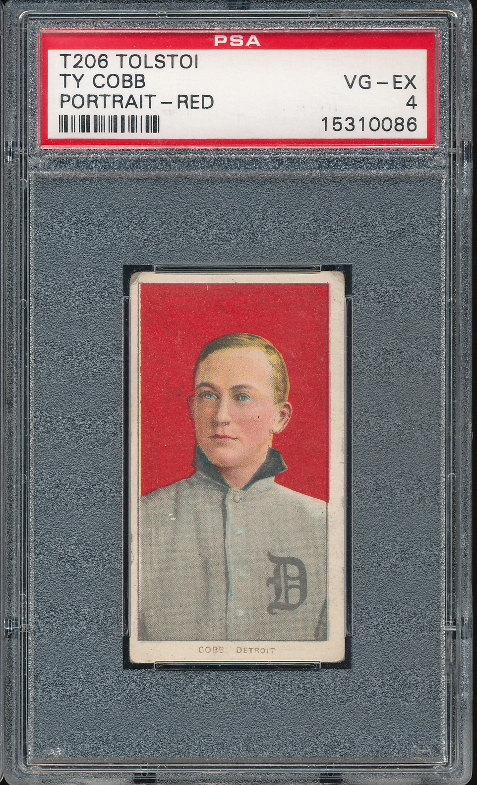 T206 Tolstoi Ty Cobb (Red Background) PSA 4 - Tigers - POP 4, 1 higher