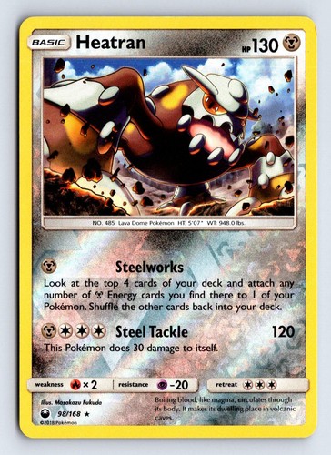 Heatran 98/168 Rare Celestial Storm Pokemon Reverse Holo Lightly Played