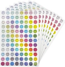 0.5 Inch Shiny Happy Face Stickers,Circle Dots Labels Reward Stickers Teachers S