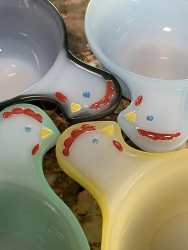 Vintage Glasbake Milk Glass Chicken Bowls