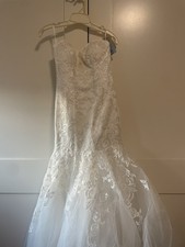 Petite Ivory Sweetheart Mermaid Wedding Dress 4P Lace Beading Spaghetti