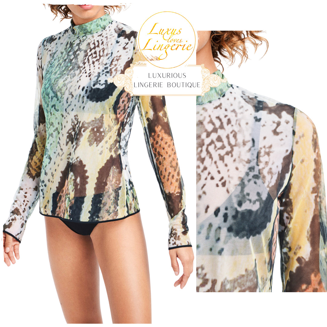 Tulle Pullover By Wolford Reptile Print Seductive Transparent Snake Repti