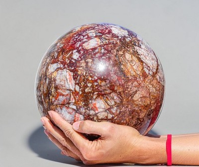 22CM Red Picasso Jasper Metaphysical Aura Power Reiki Chakra Stone Sphere Ball