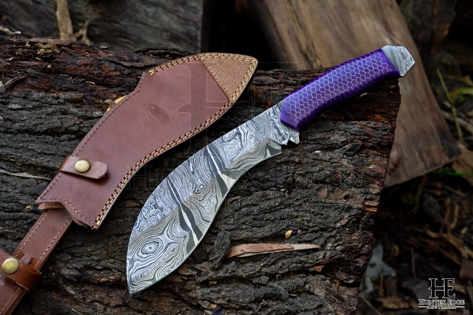 HUNTEX Handmade Damascus Blade, 380mm Full-Tang Heavy Duty Exotic Kukri Knife - image 2 of 4