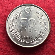 1986 Turkey / Turkiye 50 Lira World Coin - KM# 966 AU!