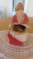 vintage SANTA CLAUS pulp egg carton candy container fur lined