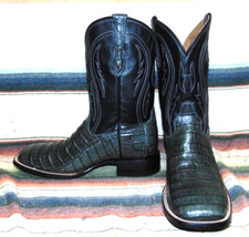 Mens Rujo The Roscoe Gray Caiman / Leather Cowboy Boots 10 EE New with Box