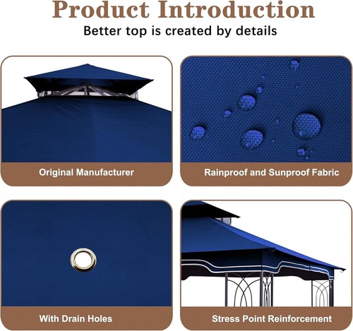 Upgrade Your Patio with Our 10 x 12 Navy Blue Gazebo Replacement Canopy - Picture 7 of 9