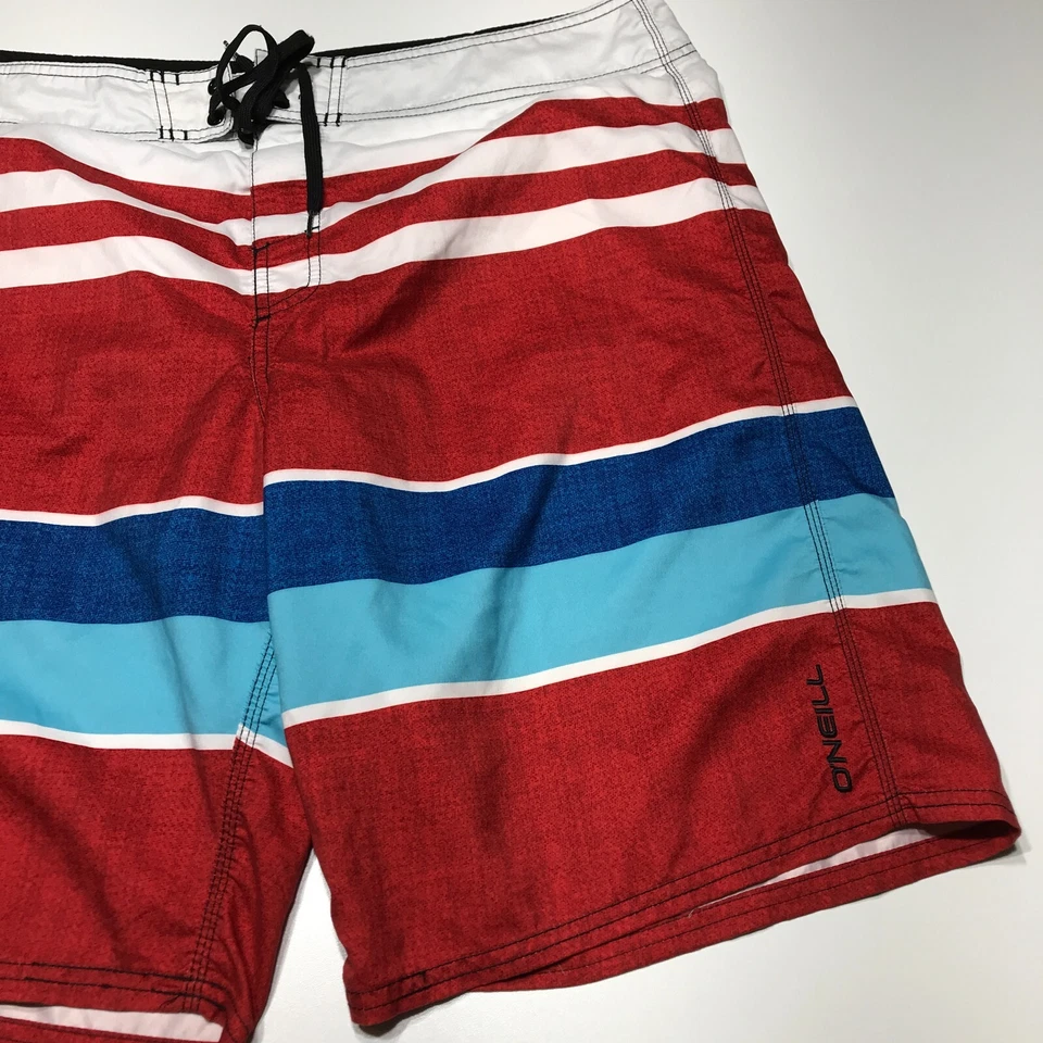 Bañador O'Neill para hombre talla 40 rojo blanco azul sin forro bolsillo lateral pantalones cortos Foto 4 de 4