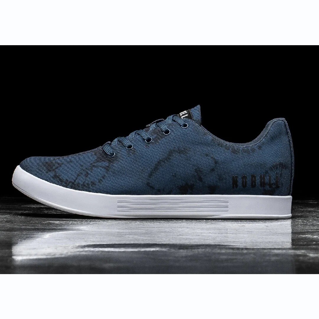 NOBULL Navy Blue Tie Dye Canvas Trainers Lace Up Gym Workout  display picture 2