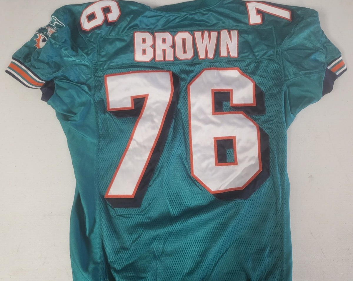 MIAMI DOLPHINS JAMES BROWN #76 GAME USED REEBOK NFL FOOTBALL MIAMI DOLPHINS JAMES BROWN #76 GAME USED REEBOK NFL FOOTBALL