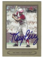 Signed 2002 Fleer Fall Classic Tony Perez Cincinnati Reds Card #24 w/Show Ticket