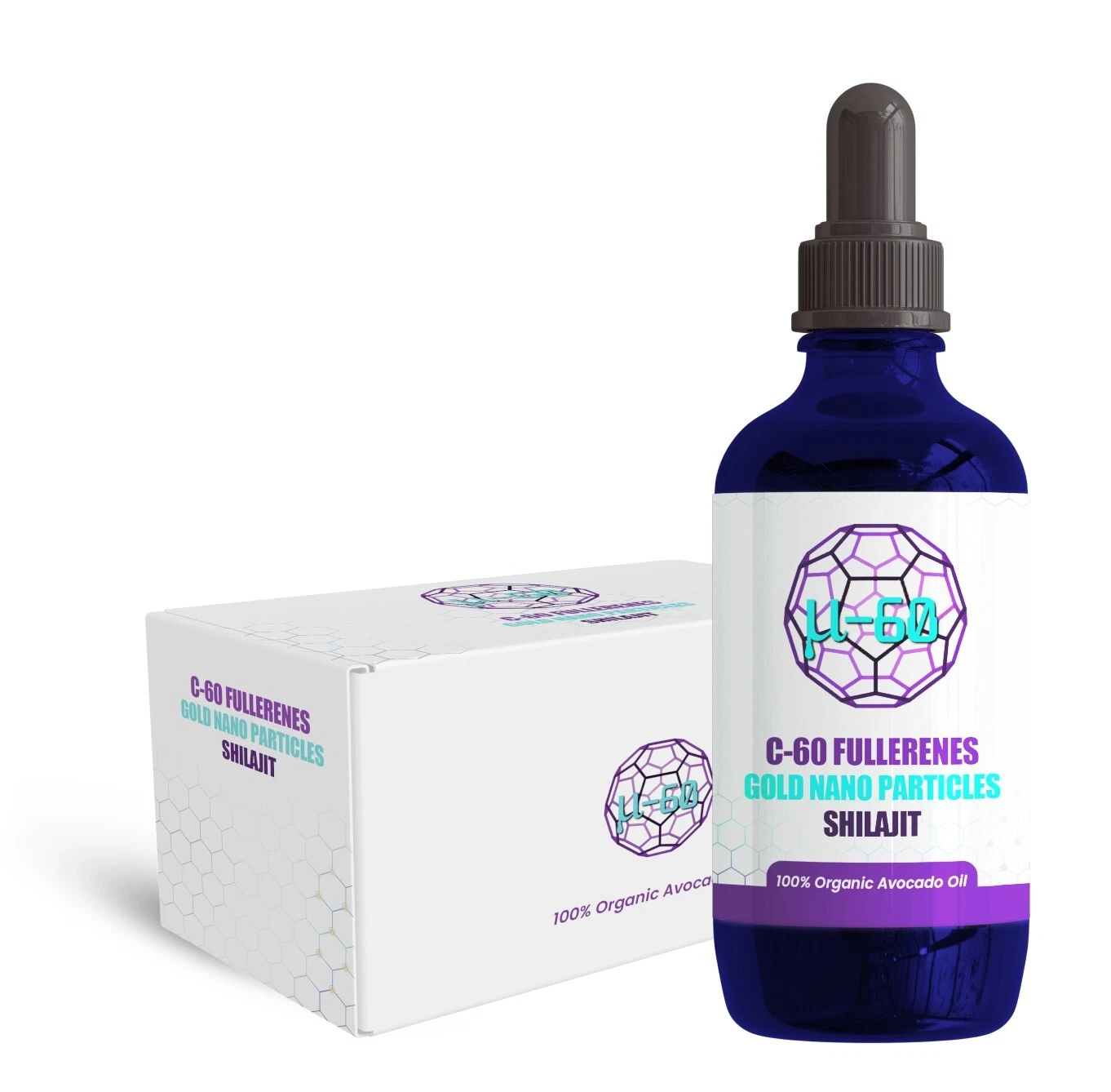 C60 Fullerene Solution -120ml Carbon 60, Gold Nanoparticles, Shilajit in Organic