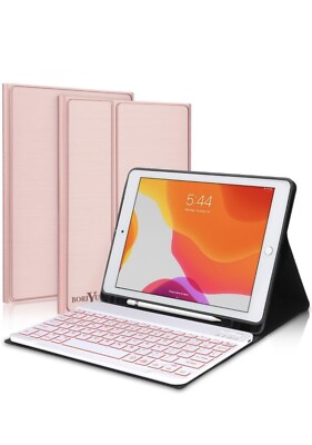 Boriyuan iPad 10.2 8th 7th Gen. 2019 Keyboard Case, 7 Colors Backlit Detachable 