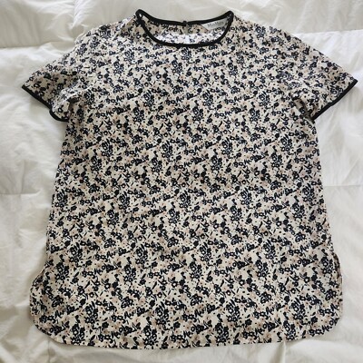 max mara blouse silk Floral Short Sleeve Size Large Italy