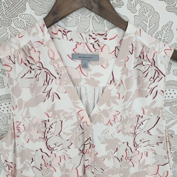 Classiques Entier 真丝混纺 V 领花卉印花无袖背心 L 码 — 第 3/4 张图片