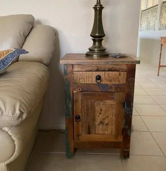 Table End Distressed Side Wood Night Stand Accent Farmhouse Rustic Bed Reclaimed