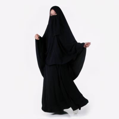 Black Rzaid Dress Set Long Sleeve Modest Dress Khimar Niqab Hijab Jilbab  Abaya | eBay