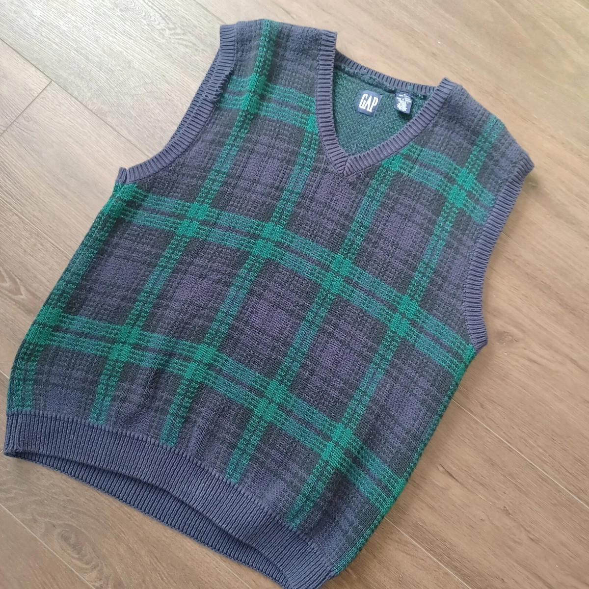 Green plaid sweater clearance vest