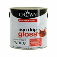 Crown Non Drip Gloss Paint - 750ml, Brilliant White