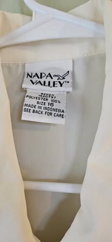 Napa Valley Vintage Embroidered Long Sleeved Button Down Ivory Blouse/top Size16 - Picture 5 of 5