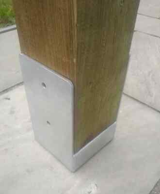 Post Socket shoe Bracket 150mm solid 5mm GALVANIZED 70mm Elevation ...