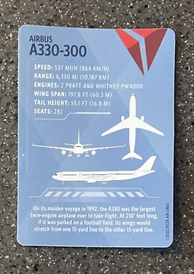 Delta Air Lines Pilot Trading Card from 2022, No. 59 Airbus A330