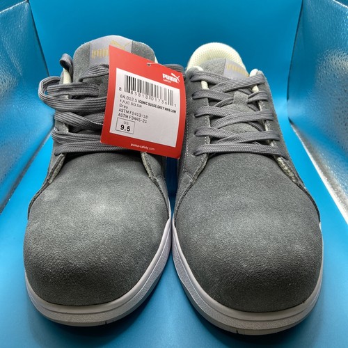 Puma Safety Women's 9.5 Icon Suede Low Grey/White SD Composite Toe Shoes-640125 - Picture 5 of 12