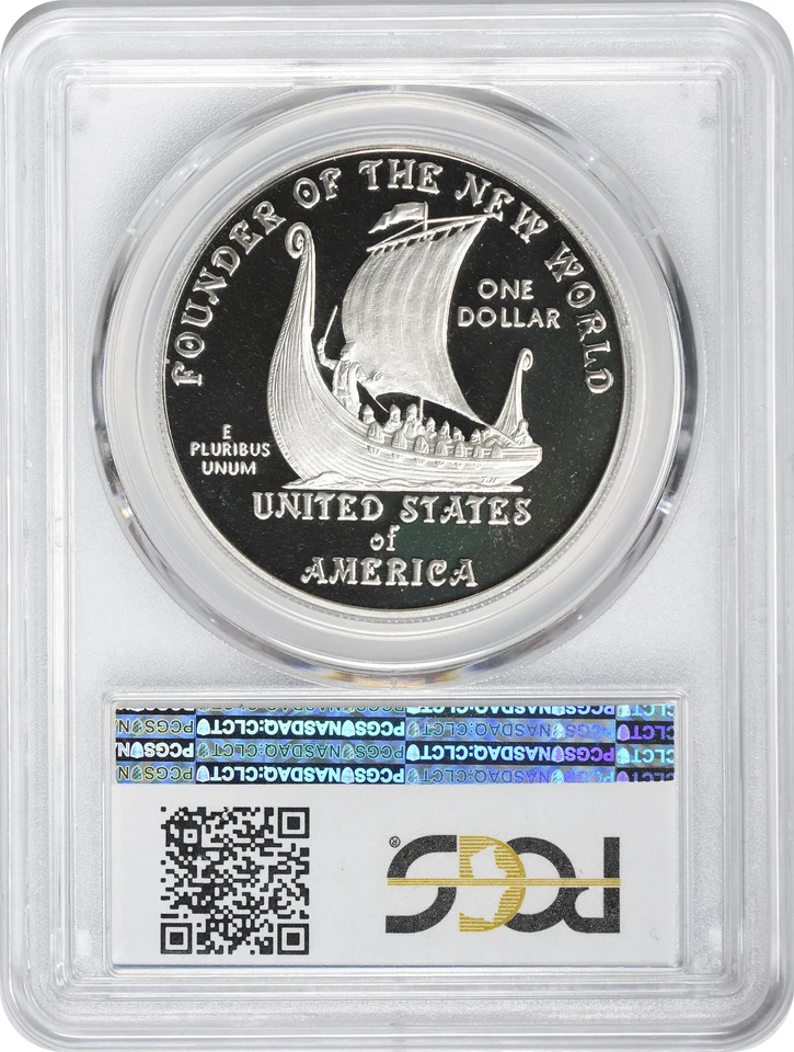2000-P Leif Ericson Silver Commemorative Dollar PR69DCAM PCGS Proof 69 Deep Cam - Image 2 of 2