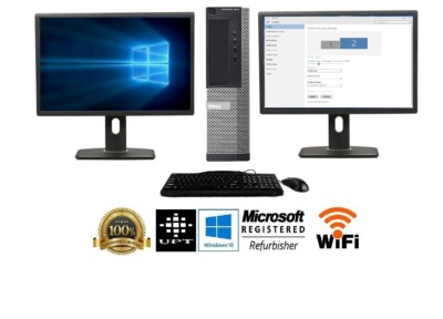 hp or Dell Desktop PC Computer Core I3 4GB RAM DUAL 22'' LCDs WiFi Windows 10