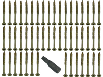 New 24 X Torx - Fast Screws Csk Easy Woodscrew Yzp + Free Bit 4.5 X 70 - Onestop