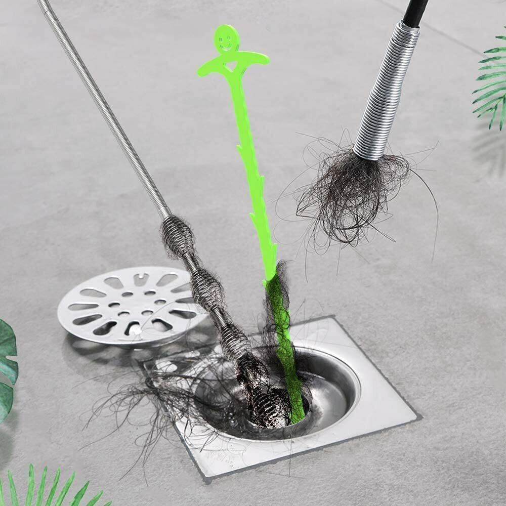 10x Bathroom Sink Drain Cleaner Unblocker Hair Remover Shower Snake