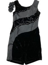 NWOT Balera Gymnastics Black Unitard Scrunchie, Acro, Girls, teen, Large size 14