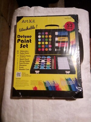 New Art 101 52-Piece Washable Deluxe  Paint Set in Wooden Case